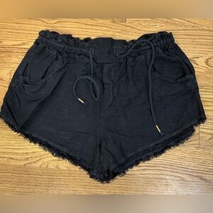 Young Fabulous & Broke High Waist Black‎ Shorts Linen Blend